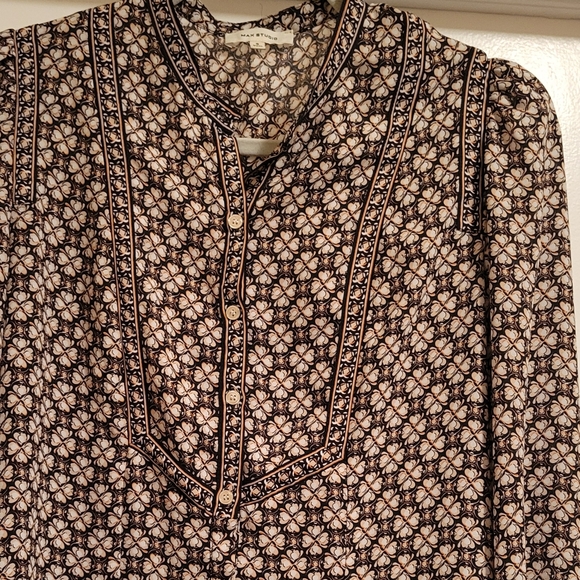 Max Studio  Button-Up Shirt With brown Pattern  Size S - Picture 1 of 8